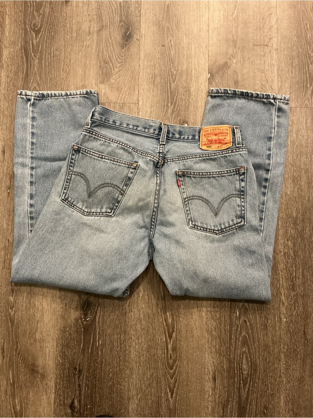 Vintage Levi's Men's Light Wash Straight-Leg Jeans, 505, 33 x29